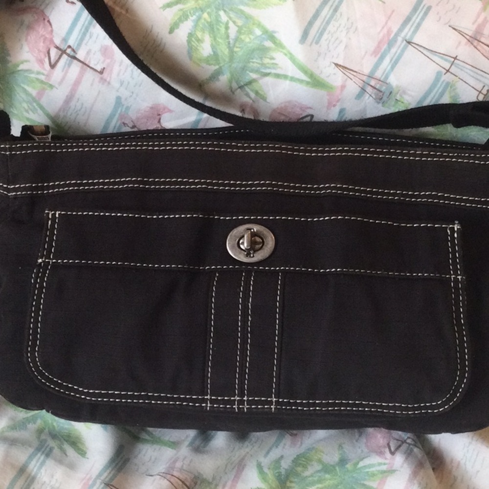 Fossil canvas shoulder/crossbody handbag. Jean style with adjustable strap.